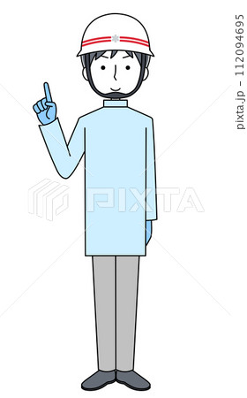 指差し　消防士（救急隊・感染防止衣） 112094695