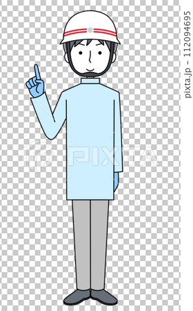 指差し　消防士（救急隊・感染防止衣） 112094695