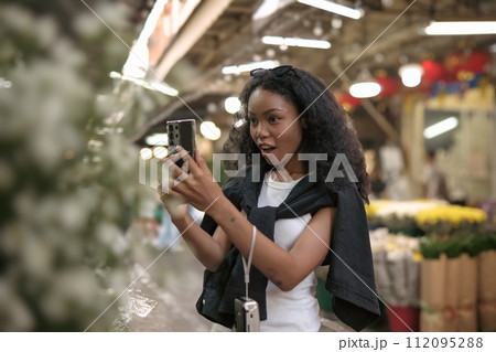 Asian woman enjoy travel in downtown district Asian woman enjoy travel in downtown district 112095288