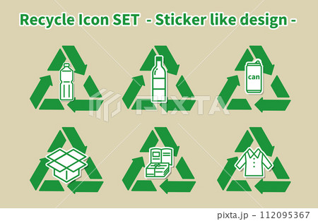 リサイクル、サイクル、循環、エコロジーのイメージのアイコンセット 112095367