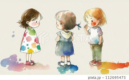仲良くおしゃべりをしている子供達