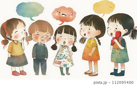 仲良くおしゃべりをしている子供達