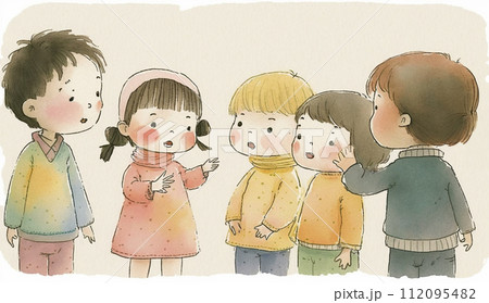 仲良くおしゃべりをしている子供達