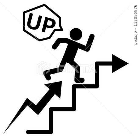 努力して業績や成績を上げてステップアップする人物のイラスト 努力して業績や成績を上げてステップアップする人物のイラスト 112095976
