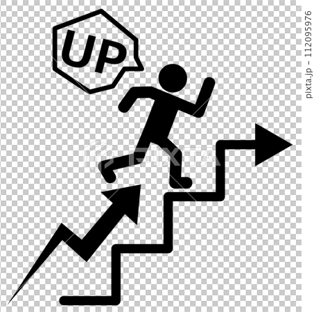 努力して業績や成績を上げてステップアップする人物のイラスト 努力して業績や成績を上げてステップアップする人物のイラスト 112095976