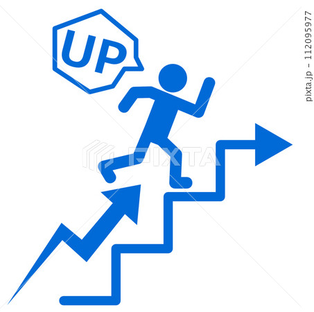 努力して業績や成績を上げてステップアップする人物のイラスト 努力して業績や成績を上げてステップアップする人物のイラスト 112095977
