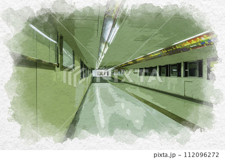 水彩画風 高崎駅 東西自由通路 群馬県高崎市 水彩画風 高崎駅 東西自由通路 群馬県高崎市 112096272