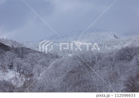 酸ヶ湯温泉駐車場から観る冬の八甲田(青森県) 酸ヶ湯温泉駐車場から観る冬の八甲田(青森県) 112096633