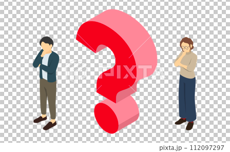 Isometric illustration: office casual thinking men and women 112097297