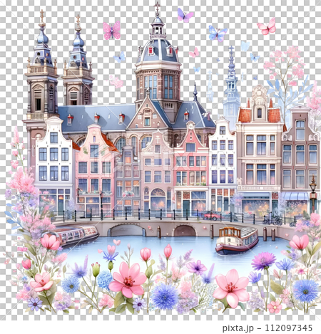 Amsterdam city in spring 112097345