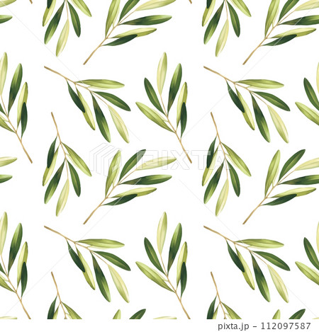 Floral seamless pattern with green leaves Floral seamless pattern with green leaves 112097587