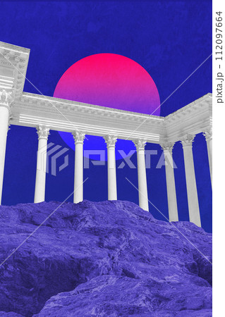 Surreal collage with elements classic architecture. Art poster, concept, zine cover. Antique cityscape Surreal collage with elements classic architecture. Art poster, concept, zine cover. Antique cityscape 112097664