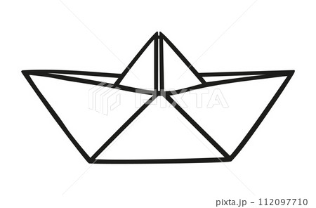 Paper boat symbol, simple style maritime flat silhouette icon 112097710