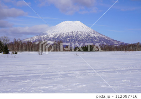 宮田ビューポイントパーキングから見る冬の羊蹄山 112097716