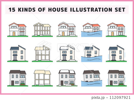 住宅、不動産関連のイラスト素材セット 住宅、不動産関連のイラスト素材セット 112097921