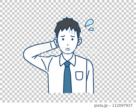 心配して困る若い会社員の男性のイラスト 112097937