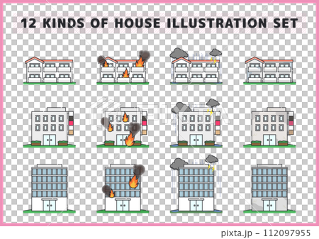 Housing and real estate related illustration material set Housing and real estate related illustration material set 112097955