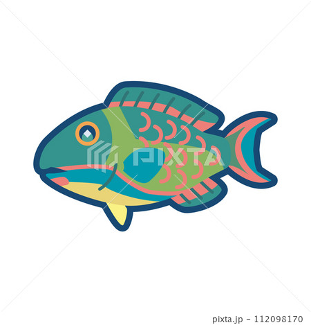 かわいいイロブダイ(オス)のイラスト かわいいイロブダイ(オス)のイラスト 112098170