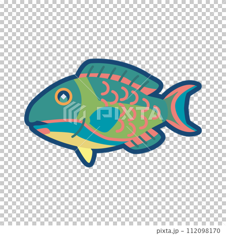 かわいいイロブダイ(オス)のイラスト かわいいイロブダイ(オス)のイラスト 112098170