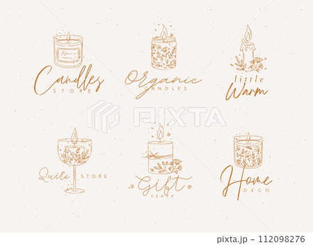 Candles floral labels collection beige 112098276