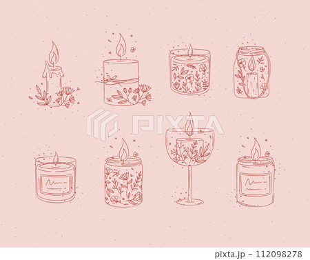 Candles floral icons collection red 112098278