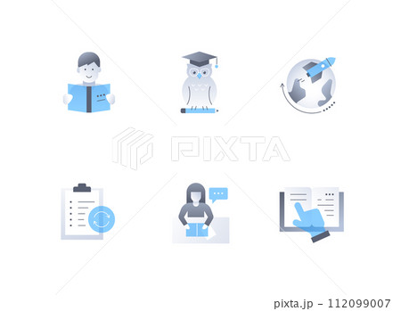 Education and knowledge - flat design style icons set Education and knowledge - flat design style icons set 112099007