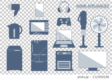 Home appliances icon set blue 112099286