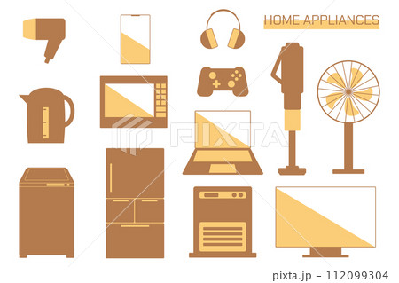 生活家電のアイコンセット　ブラウン 112099304