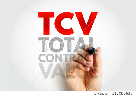TCV Total Contract Value - potential revenue associated with the contract and estimated at the commencement of the contract, acronym text concept background 112099639