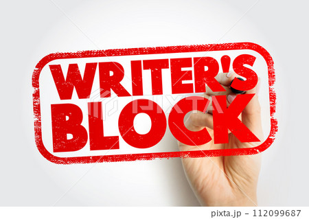 Writer's block - condition in which an author is unable to produce new work or experiences a creative slowdown, text concept stamp Writer's block - condition in which an author is unable to produce new work or experiences a creative slowdown, text concept stamp 112099687