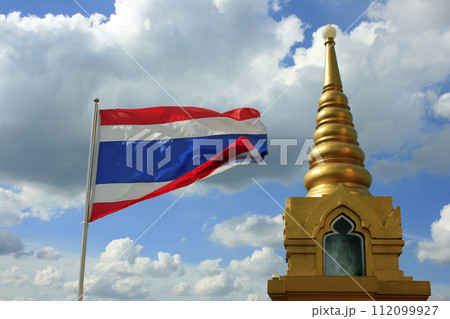 Thai flag at Wat Saket in Bangkok 112099927