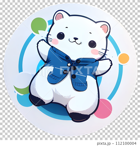 海獺般的角色的貼紙風格插圖 112100004