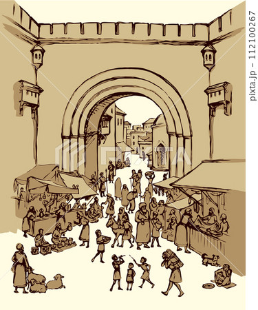 Old eastern city. Vector drawing 112100267
