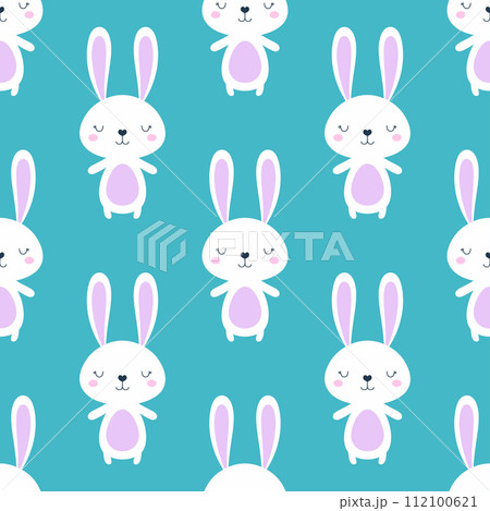 cartoon rabbit character seamless pattern 112100621
