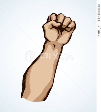 Superman's hand with an elongated fist. Vector drawing 112100638
