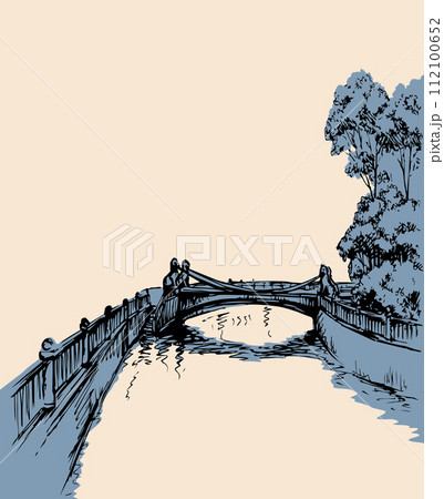 The bridge over the river in St. Petersburg. Vector drawing 112100652