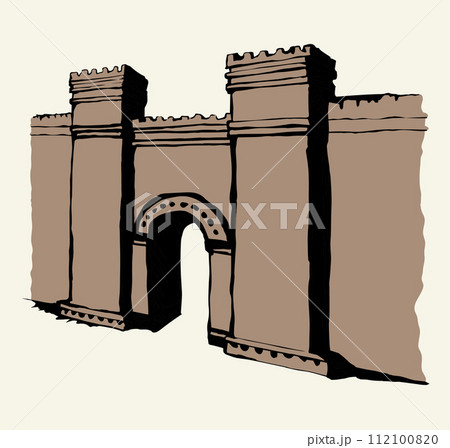 Babylonian Gate. Vector drawing scene 112100820