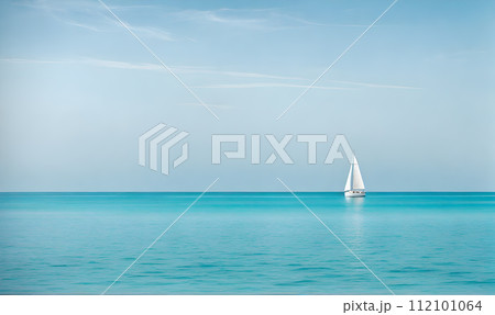 Azure ocean sailboat scene Azure ocean sailboat scene 112101064