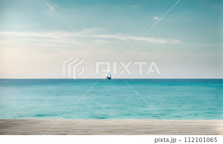 Azure ocean sailboat scene Azure ocean sailboat scene 112101065