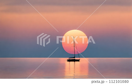 Azure ocean sailboat scene 112101080