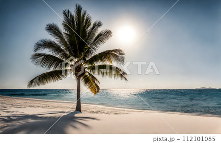 Tranquil Azure Ocean Beach Scene Tranquil Azure Ocean Beach Scene 112101085