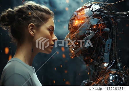 AI-generated content. AI human interaction. Generated with AI 112101214