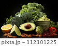 AI-generated content. Healthy fruits and vegetables. Generated with AI 112101225