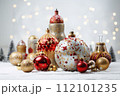 AI-generated content. Christmas bulbs. Generated with AI 112101235