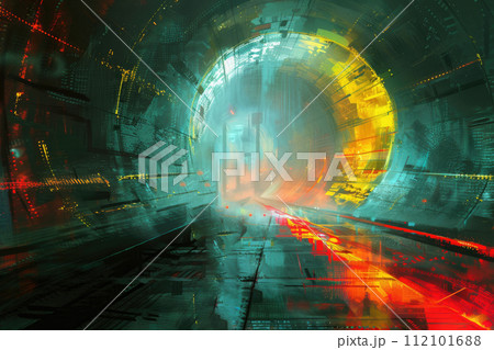 AI-generated content. Network signal structure. futuristic technology background. Generative AI 112101688