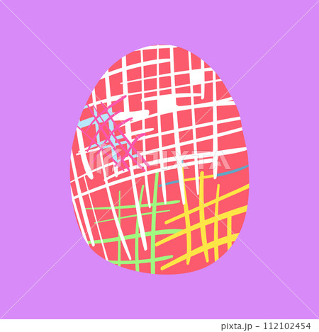 Happy Easter set of cards, posters or covers in modern minimalistic style eggs. Trendy cute templates for advertising and branding, congratulations or invitations 112102454