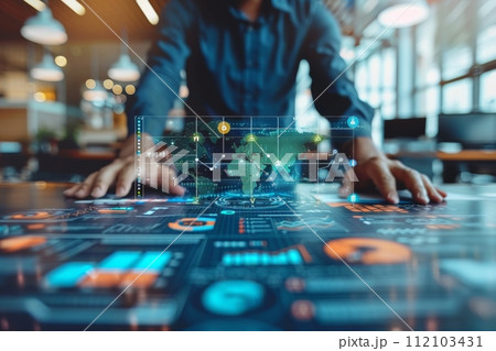 AI-generated content. Businessman doing strategy and planning for corporate. Generative AI 112103431