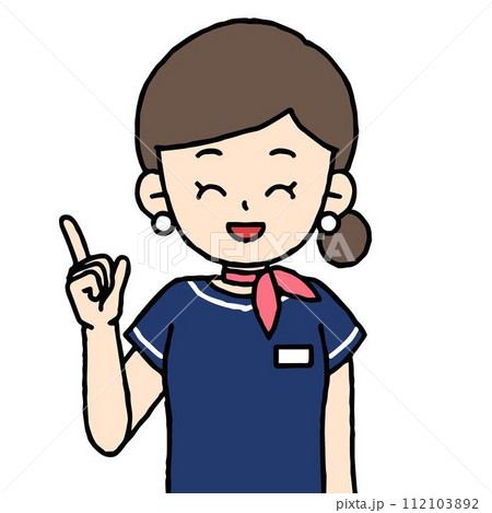 受付の女性が指差ししている 受付の女性が指差ししている 112103892