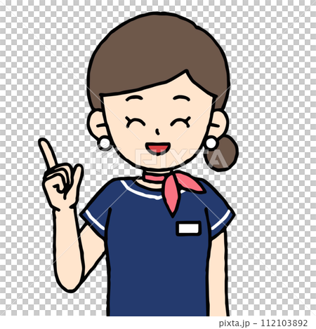 受付の女性が指差ししている 受付の女性が指差ししている 112103892