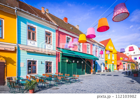 Szentendre, Hungary. Fo Ter of historical city on Danube River. 112103982